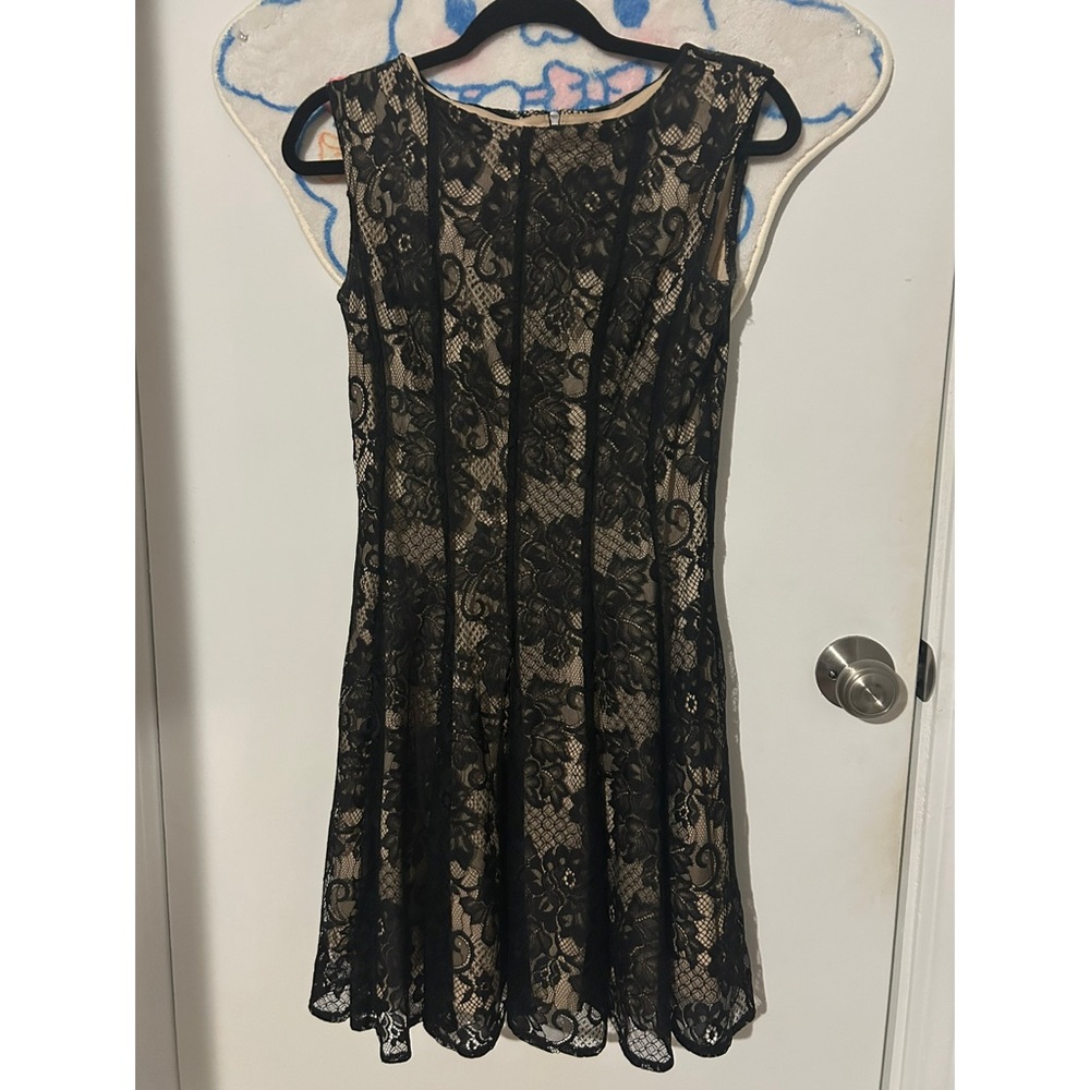 Dress Barn Black and Cream Lace Mini Dress